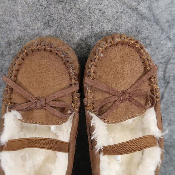 Cat & Jack Shoes Kids 9 Moccasin Slipper Mary Jane Celina Brown Faux Fur Slip On - Picture 8 of 12